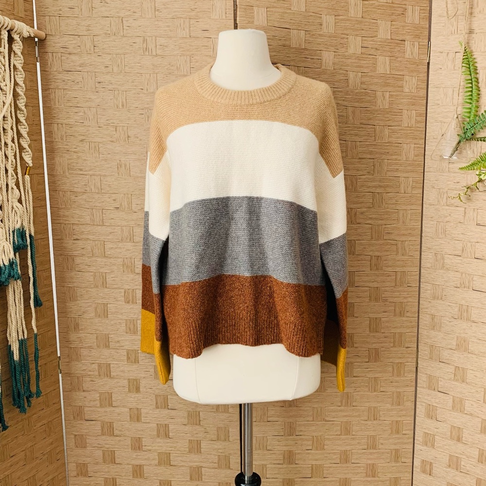 Madewell Color Block Stripe Sweater Size Medium - image 4